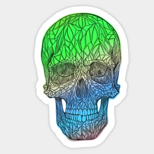 Stained glass skull - green as blue fade version Sticker